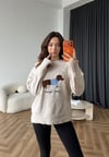 Nakiş Detay Oversize Yumoş Dokulu Kazak Bej 2578