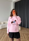 Nakiş Detay Oversize Yumoş Dokulu Kazak Pembe 2578