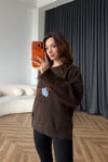 Nakiş Detay Oversize Yumoş Dokulu Kazak Kahve 2578
