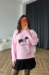 Nakiş Detay Oversize Yumoş Dokulu Kazak Pembe 2578