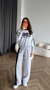 Nakiş Detay Sweat ve Garneli Pantolonlu 3 İplik Takım Gri 2455