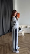 Nakiş Detay Sweat ve Garneli Pantolonlu 3 İplik Takım Gri 2455