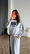 Nakiş Detay Sweat ve Garneli Pantolonlu 3 İplik Takım Gri 2455