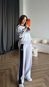 Nakiş Detay Sweat ve Garneli Pantolonlu 3 İplik Takım Gri 2455