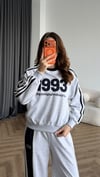 Nakiş Detay Sweat ve Garneli Pantolonlu 3 İplik Takım Gri 2455