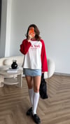 New York Baskılı Kol Garne Detay Oversize Sweat Beyaz 2522