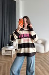 Newyork Çizgili Sweat Kahve 2563