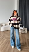 Newyork Çizgili Sweat Kahve 2563