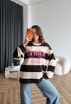 Newyork Çizgili Sweat Kahve 2563