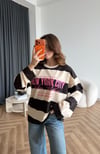 Newyork Çizgili Sweat Kahve 2563