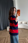 Newyork Çizgili Sweat Kırmızı Lacivert 2563