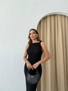 OMUZ BURGULU GOFRE UZUN ELBİSE SİYAH