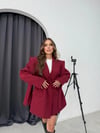 OMUZ DETAY BEL BAĞCIKLI OVERSİZE BLAZER CEKET BORDO