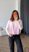 Omuz Fular Detay Çizgili Triko Kazak Pembe 2462