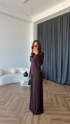 Omuz Vatkalı Bel Korse Detay Bluz ve Pantolonlu İkili Viskon Takım Kahve 2395
