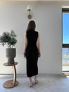 Omuz ve Bel Drape Detay Yırtmaçlı Uzun Sandy Elbise Siyah 2286