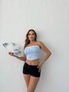 ÖN BAĞLAMALI STRAPLEZ CROP MAVİ