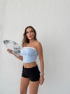 ÖN BAĞLAMALI STRAPLEZ CROP MAVİ