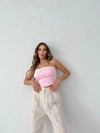 ÖN BAĞLAMALI STRAPLEZ CROP PEMBE