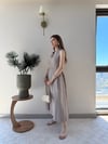 Ön Damla Dekolte Detay Bel Drape Can Etek Detay Uzun Elbise Vizon 2337