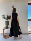 Ön Damla Dekolte Detay Bel Drape Can Etek Detay Uzun Elbise Siyah 2337