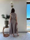 Ön Damla Dekolte Detay Bel Drape Can Etek Detay Uzun Elbise Vizon 2337