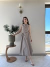 Ön Damla Dekolte Detay Bel Drape Can Etek Detay Uzun Elbise Vizon 2337