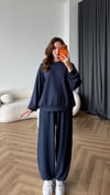 Oversize Sweat ve Pantolonlu Modal İkili Takım Lacivert