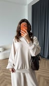 Oversize Sweat ve Pantolonlu Modal İkili Takım Beyaz