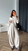Oversize Sweat ve Pantolonlu Modal İkili Takım Beyaz