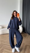 Oversize Sweat ve Pantolonlu Modal İkili Takım Lacivert
