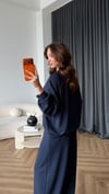 Oversize Sweat ve Pantolonlu Modal İkili Takım Lacivert