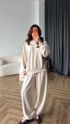 Oversize Sweat ve Pantolonlu Modal İkili Takım Ekru