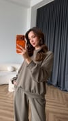 Oversize Sweat ve Pantolonlu Modal İkili Takım Vizon