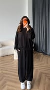 Oversize Sweat ve Pantolonlu Modal İkili Takım Siyah