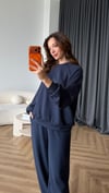 Oversize Sweat ve Pantolonlu Modal İkili Takım Lacivert