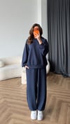 Oversize Sweat ve Pantolonlu Modal İkili Takım Lacivert