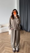 Oversize Sweat ve Pantolonlu Modal İkili Takım Vizon