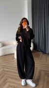 Oversize Sweat ve Pantolonlu Modal İkili Takım Siyah