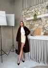 OVERSİZE UZUN TRİKO HIRKA ACI KAHVE