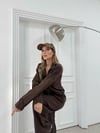 PARAŞÜT DETAY HIRKA VE PANTOLONLU MODAL İKİLİ TAKIM KAHVE