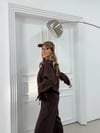PARAŞÜT DETAY HIRKA VE PANTOLONLU MODAL İKİLİ TAKIM KAHVE