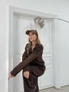PARAŞÜT DETAY HIRKA VE PANTOLONLU MODAL İKİLİ TAKIM KAHVE
