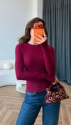 Parmak Geçme Detay Modal Tişört Bordo 2407