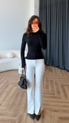 Parmak Geçme Detay Modal Tişört Siyah 2407