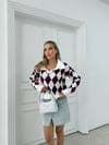 POLO YAKA BAKLAVA DESEN TRİKO BORDO