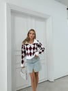 POLO YAKA BAKLAVA DESEN TRİKO BORDO