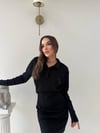 Polo Yaka Belden Drape Detay Modal Elbise Siyah 2044