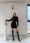 Polo Yaka Belden Drape Detay Modal Elbise Siyah 2044