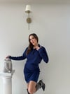 Polo Yaka Belden Drape Detay Modal Elbise Lacivert 2044